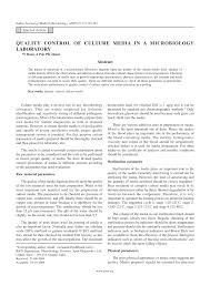 Pdf Quality Control Of Culture Media In A Microbiology
