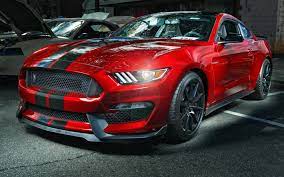 Download Wallpapers Ford Mustang Gt350 Shelby 2018 Red Sports Coupe Tuning New Red Must Ford Mustang Red Mustang Sports Coupe