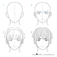 Draw the eyes with their top portion touching the horizontal halfway point through the face (use the line from the previous step) and leave enough space between them to fit another eye. How To Draw Male Anime Characters Step By Step Animeoutline
