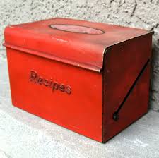 Vintage Metal Recipe Box In Orange Antique Metal Recipe Box Retro Recipe Box Vintage Recipe Box