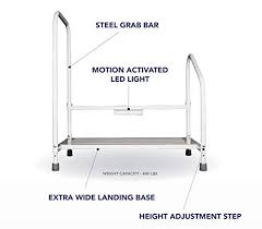 Step2bed Bed Rails For Elderly With Adjustable Height Bed Step Stool Led Light For Fall Prevention Portable Medical Adaptive Equipment Caregiving Corner Can be set on either side of the dog bed.