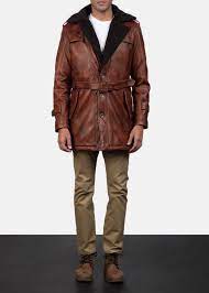 Hunter Distressed Brown Fur Leather Coat Leather Coat Leather Jacket Men Mens Leather Coats