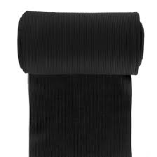 Knit fabric is made by thread connected to a needle making loops that are interwoven with other loops to make cuffs and collars for autumn/winter shirt. Der Rote Faden Knitted Rib Stretch Cuffing Fabric