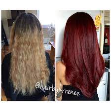 Dark brown, red and blonde ombre. Before And After Blonde To Dark Red Hair For Fall Such A Transformation By Kristenmackoul Deep Red Hair Red Hair Color Hair Color Burgundy