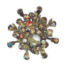 Vintage Demario Brooch With Amber Rhinestones Russian Gold Filigree Pearl Pin C 1950 Brooch Vintage Costume Jewelry Vintage Costumes