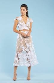 Fluttery Petals Float From The Delicate Lace That Shrouds This Wispy And Romantic Two Piece Gown Dress The Population Two Piece Dress Dresses