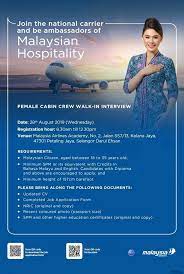 You can also submit your application together with a detailed resume, certified true copies of certificates, academic transcripts, identification card and a recent passport size photograph to the. Malaysia Airlines Female Cabin Crew Walk In Interview Kuala Lumpur August 2019 Better Aviation