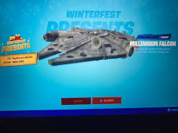 All you have to do is log on to fortnite each day, and open up one of the gifts. Fortnite News On Twitter You Can Win A Millennium Falcon Glider In A Winterfest Present Via K4r1m