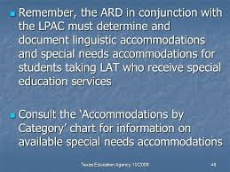 texas education agency accommodations manual training