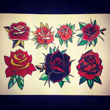 Roses Flash Sheet Traditional Tattoo Flash American Traditional Tattoo Traditional Tattoo