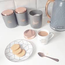 Grey And Rose Gold Kitchen Cannisters Cannisters Gold Grey Kitchen Rose Gold Kitchen Rose Gold Kitchen Rose Gold Kitchen Accessories