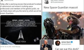 'guardians of the galaxy' director james gunn is none too pleased with the u.s. Social Media Goes Wild With Memes After Unveiling Of Space Force Guardians Daily Mail Online