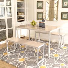 3 Piece Wooden Dining Sets Table And 2 Benches Chair Kitchen Furniture Beige Dining Room Furniture Modern Wooden Dining Set Furniture
