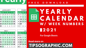 The list above gives the days of the previous week, the next week and the week with the requested week number. Google Sheets 2021 Yearly Calendar Template With Week Numbers Free Download Youtube