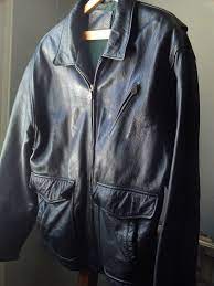 Vtg St Johns Bay Black Thick Leather Bomber Jacket Sz Lg Tall Leather Bomber Jacket Leather Bomber St Johns Bay