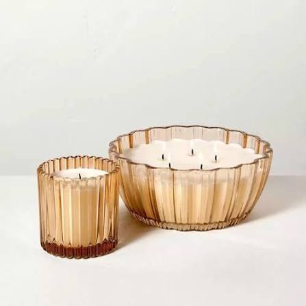 White Amber Ribbed Glass Candle - Elegant Multi-Wick & Single-Wick Set at ₹ 699/set in Firozabad