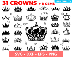 Crown Bundle Svg Tiara Svg Crown Vector Royal Crown Svg Queen Etsy In 2020 Crown Silhouette Clip Art Crown Royal