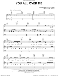 You All Over Me (feat. Maren Morris) (Taylor's Version) (From The Vault)  sheet music for voice, piano or guitar