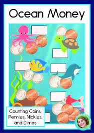Ocean Money Counting Pennies Nickels And Dimes Introduction To Counting Coins Ocean Themes Counting Pennies Math Concepts