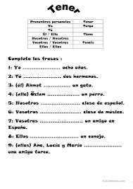 El Verbo Tener Verbo Tener Verbos En Espanol Ejercicios Para Aprender Espanol