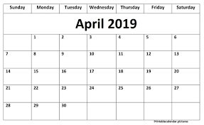 Printable 2019 April Template Calendar Calendar 2019 Calendar Printable Calendar