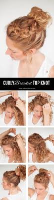 Braiding hair may seem simple enough, but it takes a lot of fast finger work and can be difficult to do on yourself. Everyday Curly Hairstyles Curly Braided Top Knot Hairstyle Tutorial