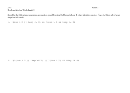 Free algebra 1 worksheets created with infinite algebra 1. Solved Java Name Boolean Algebra Worksheet 2 A Show Al Chegg Com