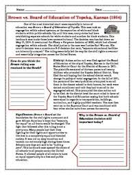 Supreme Court Case Study Brown V Board Of Education Supreme Court Cases Social Studies Worksheets High School Lesson Plans