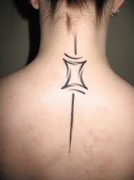 Tribal Gemini Tattoo On Girl Upper Back Gemini Tattoo Neck Tattoo Gemini Tattoo Designs