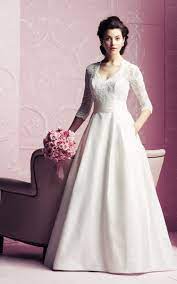 A Line 3 4 Sleeved Elegant Dress With Lace Bodice Affordable Wedding Gown Discount Wedding Dresses Wedding Dresses Under 100