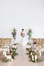 Modern Minimalist Wedding Ceremony Inspiration Simple Greenery Down The Aisle Accented By Candl Wedding Aisle Decorations Wedding Aisle Rustic Modern Wedding