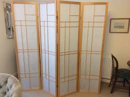 Japanese Style Room Divider Screen Natural Wood And Japanese Paper Full Size Four Fold Folding Screen Folding Screen Room Divider Japanese Room Divider