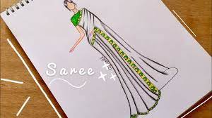 تعلم الرسم رسم الساري الهندي سهل جدا saree indian drawing dessi in 2021 drawings girl drawing step by step drawing