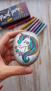 Amazing Painted Rock With Artistro Glitter Paint Pens Awesome Rock Painting Idea Creative And Shiny P Painted Rocks Glitter Paint Pens Rock Painting Patterns
