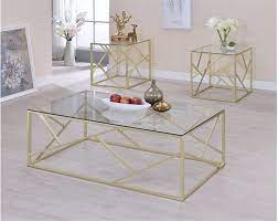 | as you already understood, the coffee table set should be selected depending on the style of the living room interior. Contemporary 3 Piece Gold Coffee End Table Set