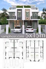 Home Design Plan 5x15m Duplex House With 3 Bedrooms Front Samphoas Plansearch Besthomedesigns Narrow House Plans House Layout Plans Model House Plan