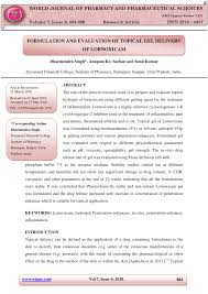 Pdf Formulation And Evaluation Of Topical Gel Delivery Of Lornoxicam