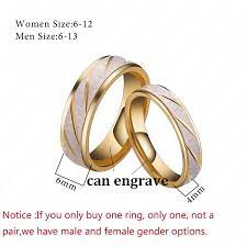 Auxauxme Titanium Steel Engrave Name Lovers Couple Rings Gold Wave Pattern Wedding Promise Ring For Women Men Engagem Gold Rings Couple Rings Gold Custom Rings