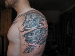 Biomechanical Shoulder And Arm Biomechanical Tattoo Skin Tear Tattoo Face Tattoos