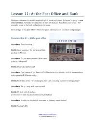 Post office limited is registered in england and wales. Lesson 11 At The Post Office And Bank