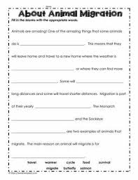 Animal Migration Fill In The Blanks Migrations 1st Grade Science Science Worksheets