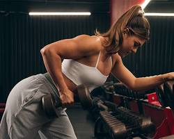 intermediate gym weightlifting exercises barbell dumbbell, AI generated