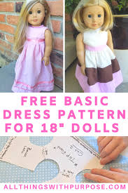 Free printable pattern for sewing dolly underwear (knickers). Free Basic Dress Pattern For American Girl And 18 Dolls