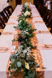 Buy sequin table runners sparkly rose gold silver champagne tablecloth wedding birthday party christmas holiday banquet catering dining room kitchen decorations, 12x118''/108/72'' at walmart.com Wedding Rose Gold Table Runner With Ivory Garland Down The Middle Rose Gold Wedding Table Rose Gold Table Table Runners Wedding