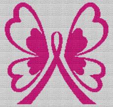 breast cancer butterfly chart graph and row by row written crochet instructions 05