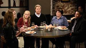 Will ferrell nearly choking while delivering his lines. Watch Saturday Night Live Highlight Dinner Discussion Nbc Com