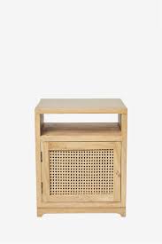Black french side table bedside nightstand with rattan. French Cane Bedside Cabinet Collection French Connection