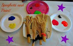 Activities get playing with these great activities! Paint With Spaghetti Brooms Art Activities For Kids Room On The Broom Art Activities