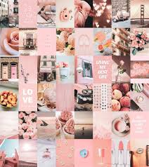 Peachy Pink Vsco Wall Collage Kit Pink Aesthetic Wall Collage Etsy In 2021 Photo Collage Diy Pink Aesthetic Wall Collage
