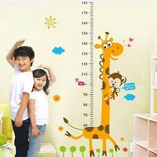 Removable Height Chart Wall Sticker Cartoon Animals Height Measure For Kids Rooms Growth Chart Nurser Kids Room Wall Stickers Wall Stickers Cartoon Baby Decals